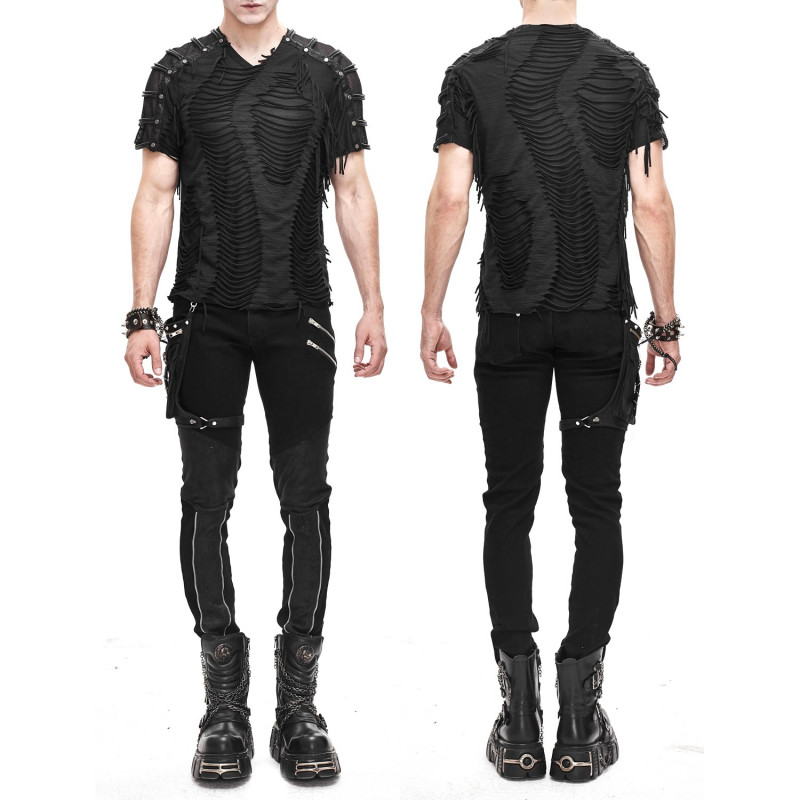 T-Shirt with Mesh and Studs for Men