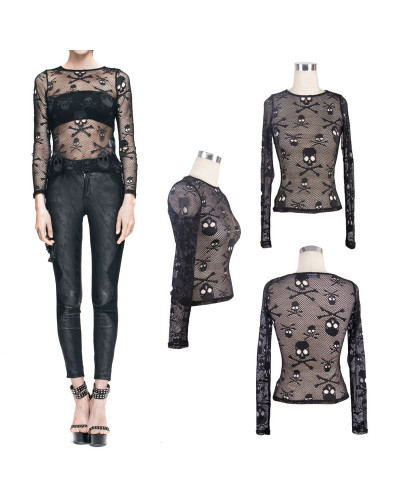 camiseta de rejilla con calaveras