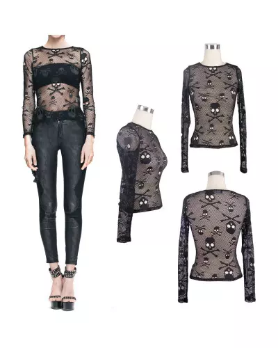 Mesh T-Shirt with Skulls from Devil Fashion Brand at €27.50