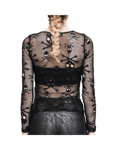camiseta de rejilla con calaveras
