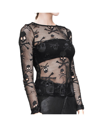 camiseta de rejilla con calaveras