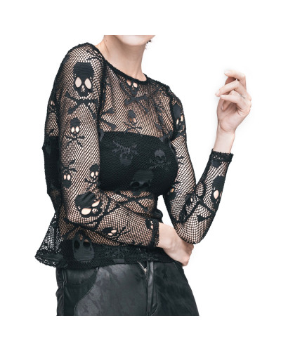 camiseta de rejilla con calaveras