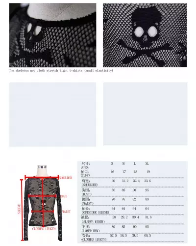 T-Shirt aus Netzstoff mit Totenköpfen der Devil Fashion-Marke für 27,50 €