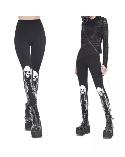 Goth Clothing - Mechanical Bones Gothic Print Leggings – Gothikco