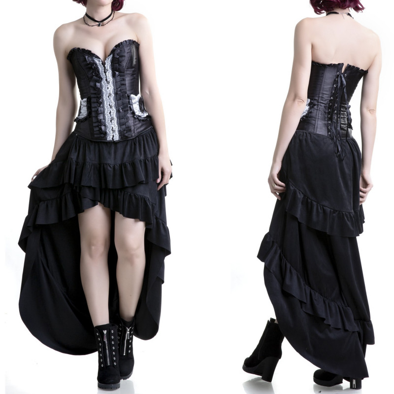 Corset Noir avec Dentelle Blanche
