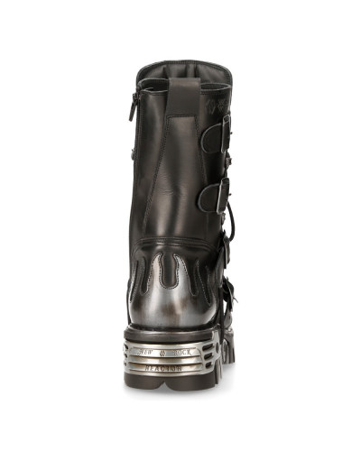 Botas New Rock Unisex con Llamas Plateadas