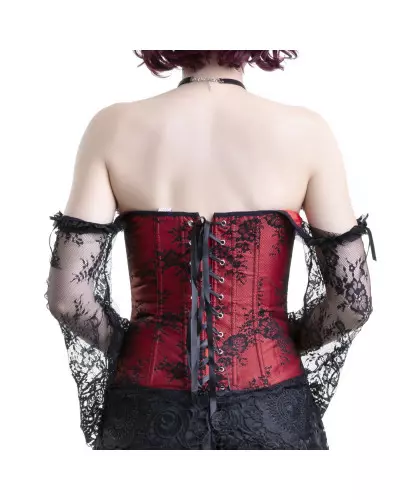 Red Corset Vampire Seductress with Black Lace Overlay Design - $32.00