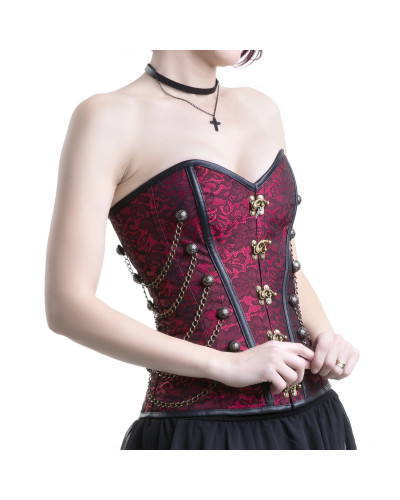corset rojo con cadenas