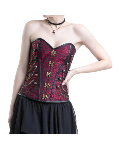 corset rojo con cadenas