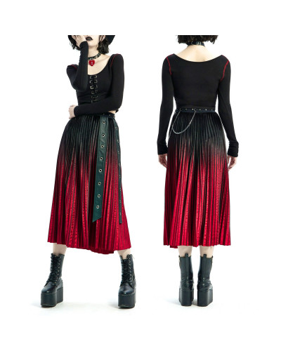 Falda Negra y Roja con Cadenas
