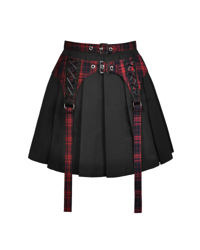 Falda con Tartán Rojo y Negro