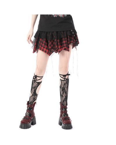 Saia com Tartán Vermelho e Preto