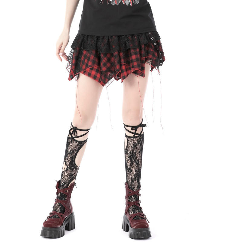 Saia com Tartán Vermelho e Preto