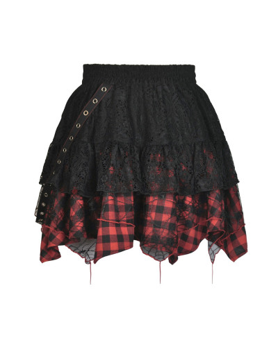 Falda con Tartán Rojo y Negro