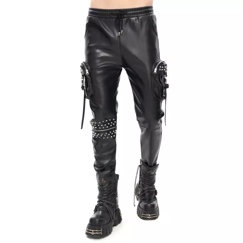 Black leather pants with studs
