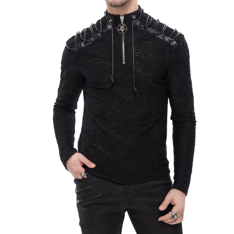 CAMISETA CON REJILLA Y CRUZADOS HOMBRE