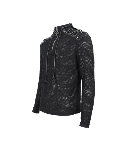 CAMISETA CON REJILLA Y CRUZADOS HOMBRE