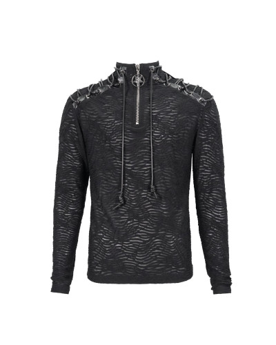 CAMISETA CON REJILLA Y CRUZADOS HOMBRE