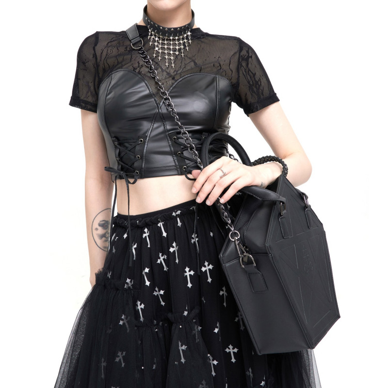 Pentagram Dark Gothic Tote Bag, Punk Style Star Shaped Shoulder Bag,  Halloween Gothic Chain Crossbody Bag