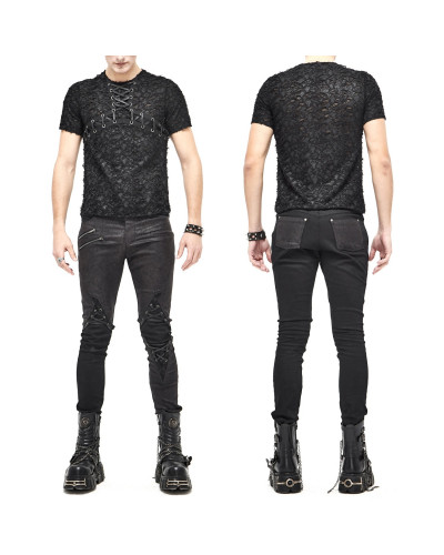 CAMISETA CON REJILLA Y CRUZADOS HOMBRE