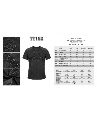 CAMISETA CON REJILLA Y CRUZADOS HOMBRE