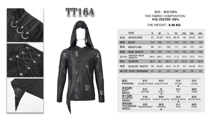 Asymmetric T-Shirt with Hood for Men