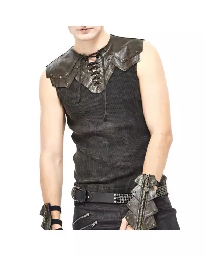 T-Shirt with Faux Leather for Men from Devil Fashion Brand at €45.00