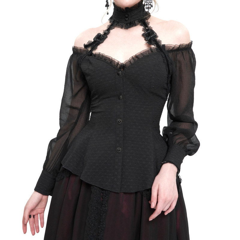 Black Shirt with Open Shoulders