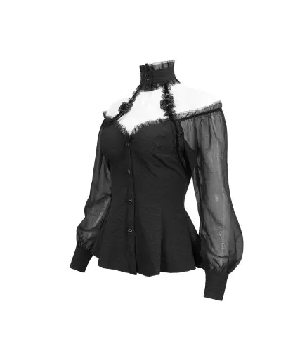 Black Shirt with Open Shoulders from Devil Fashion Brand at €75.00