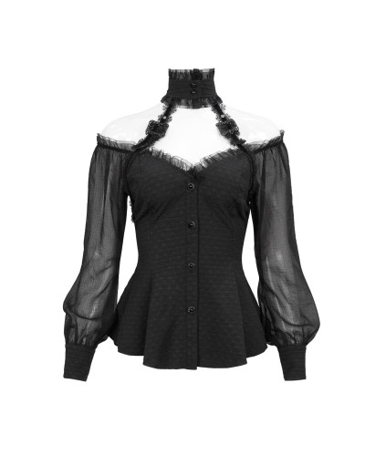Schwarzes Hemd mit Offenen Schultern