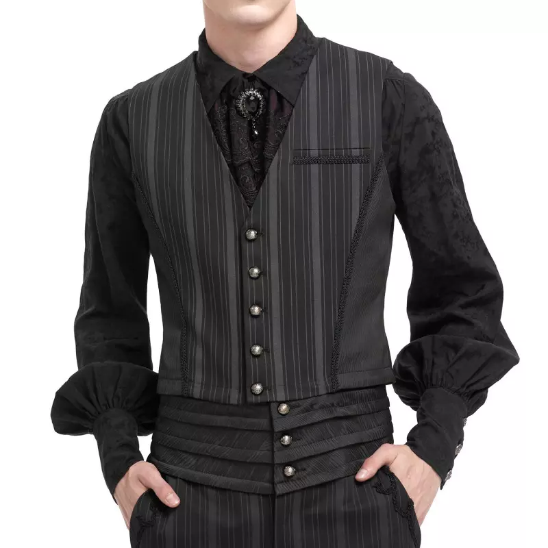Black Vest with Stripes for Men from Devil Fashion Brand at €99.00