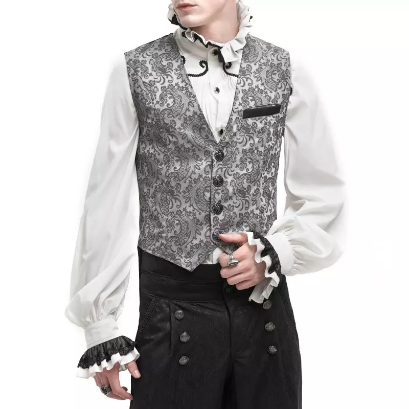 Silberne Weste mit Brokat für Männer der Devil Fashion-Marke für 75,50 €