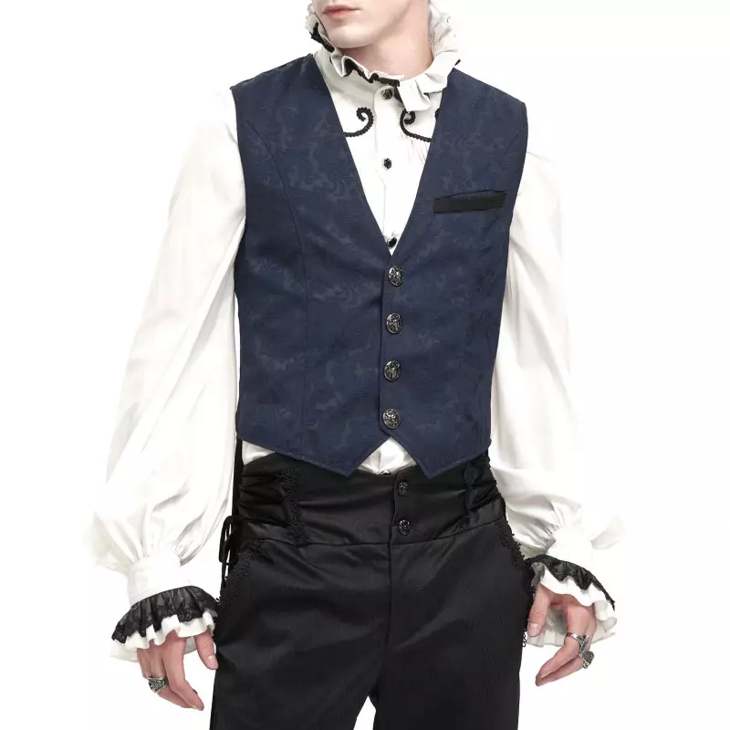 Blue Vest with Brocade for Men from Devil Fashion Brand at €75.50
