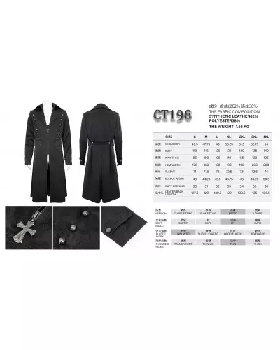 Lange Schwarze Jacke für Männer der Devil Fashion-Marke für 195,00 €