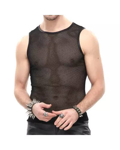 Schwarzes T-Shirt aus Netzstoff für Männer der Devil Fashion-Marke für 25,00 €