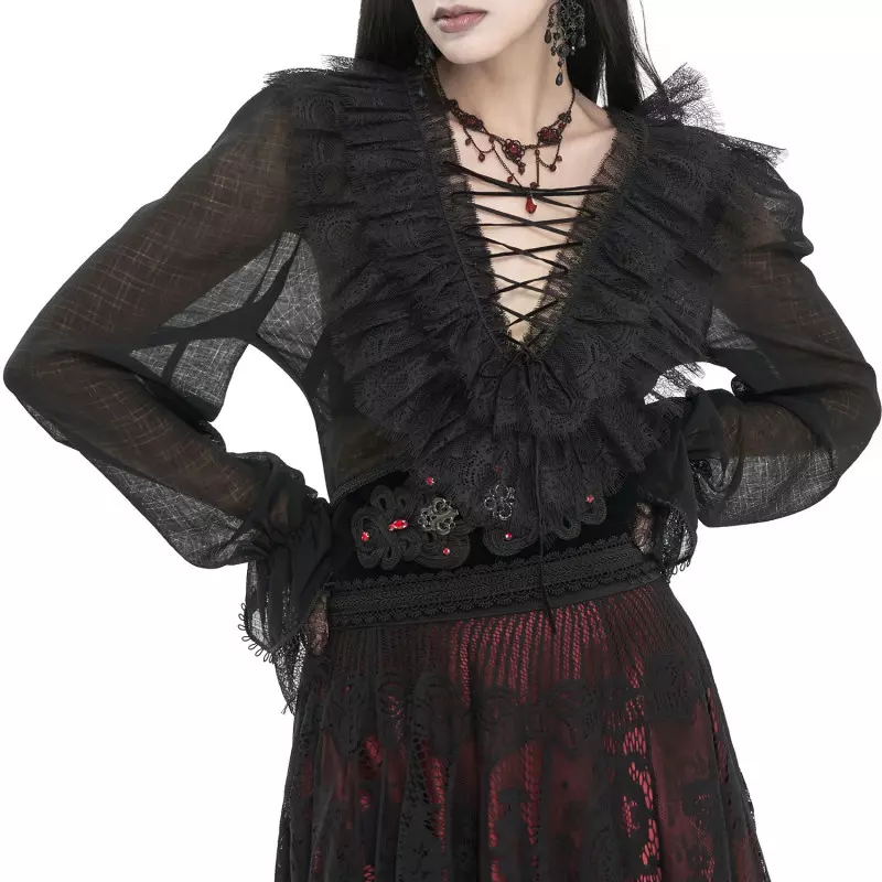 Schwarze Halbdurchsichtige Bluse der Devil Fashion-Marke für 61,50 €