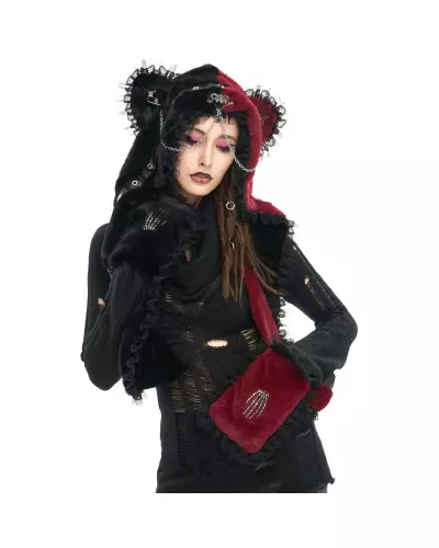 Black and Red Scarf with Ears from Devil Fashion Brand at €75.00
