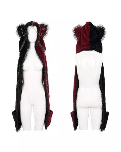 Black and Red Scarf with Ears from Devil Fashion Brand at €75.00