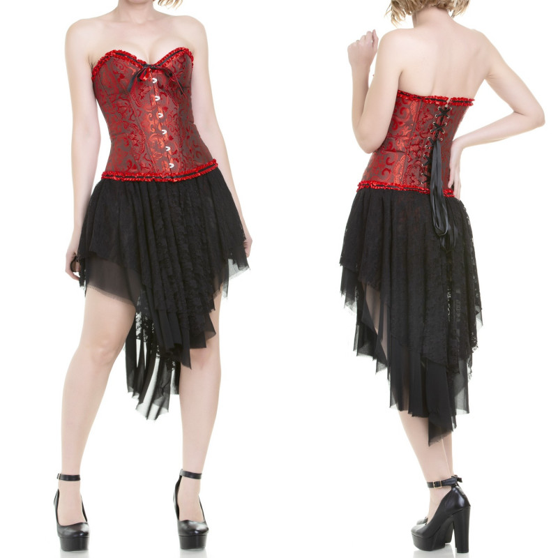 Corset Rouge avec Brocart