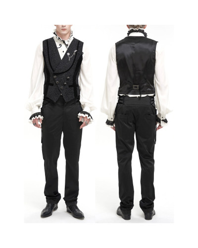 Black Vest with Brocade for Men
