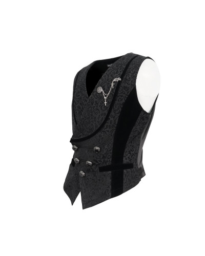 Black Vest with Brocade for Men