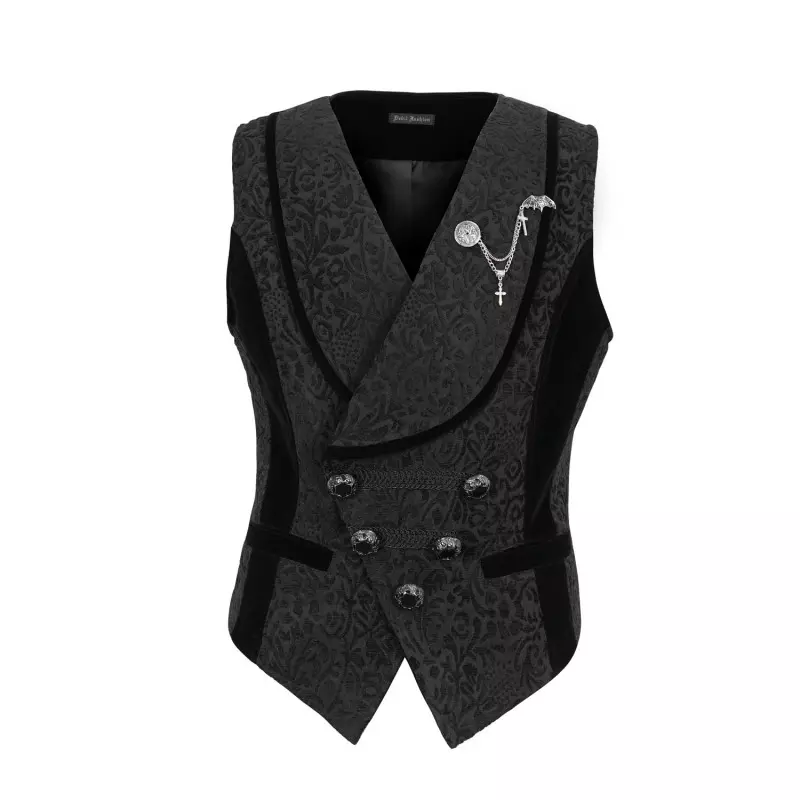 Black Vest with Brocade for Men from Devil Fashion Brand at €77.00