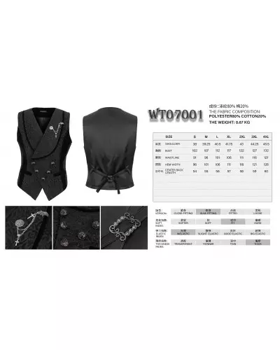 Black Vest with Brocade for Men from Devil Fashion Brand at €77.00