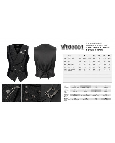 Colete Preto com Brocado para Homem