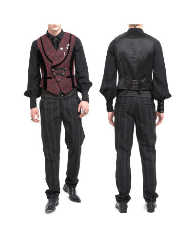 Colete Vermelho com Brocado para Homem