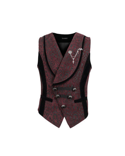 Red Vest with Brocade for Men
