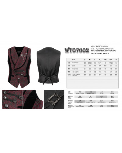Colete Vermelho com Brocado para Homem
