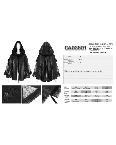 Capa Corta Negra con Capucha marca Devil Fashion a 105,00 €
