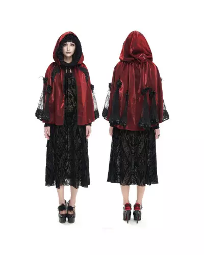 Red Short Cape with Hood from Devil Fashion Brand at €105.00