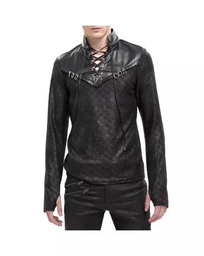 T-Shirt mit Kunstleder für Männer der Devil Fashion-Marke für 63,90 €